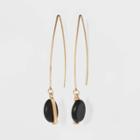 Wire Threader And Semi-precious Organic Black Onyx Stone Drop Earrings - Universal Thread Black