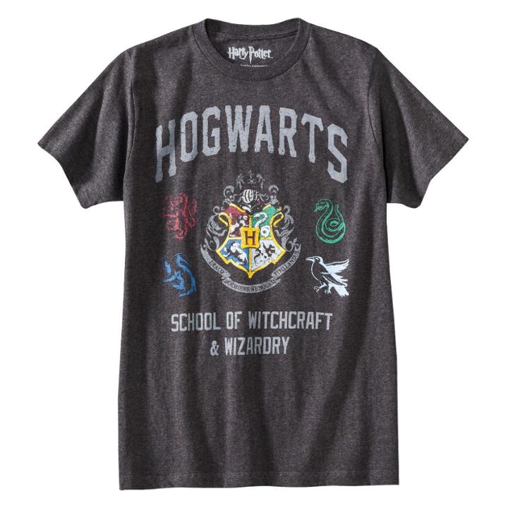 Harry Potter Men's Hogwarts Short Sleeve Graphic T-shirt Charcoal Heather