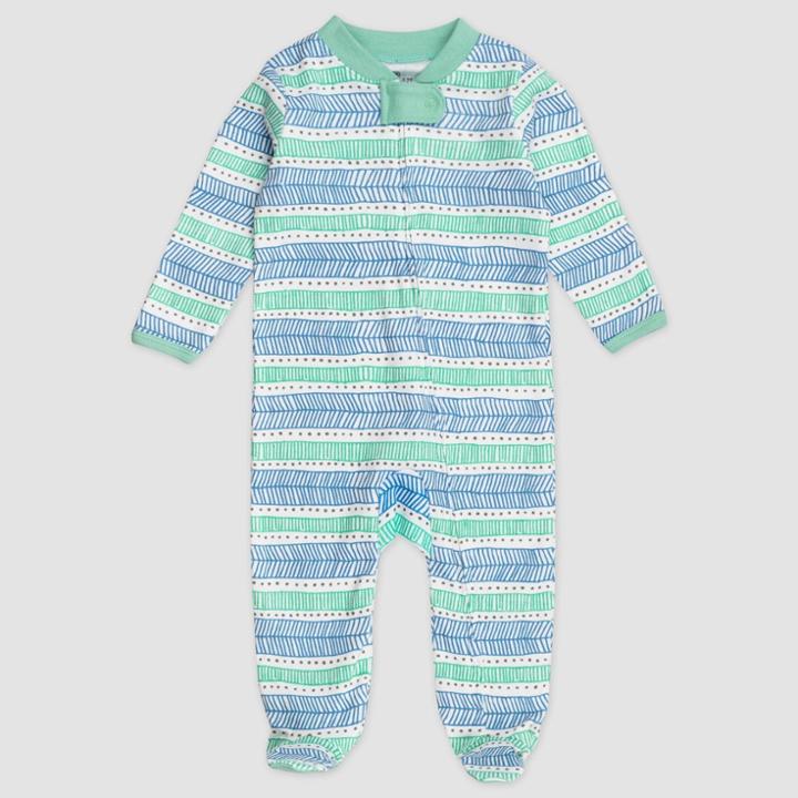 Honest Baby Organic Cotton Pajama Jumpsuit - Teal Newborn, Blue