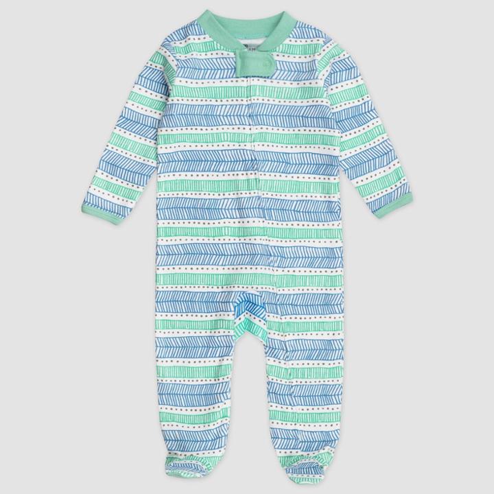 Honest Baby Organic Cotton Pajama Jumpsuit - Teal Newborn, Blue