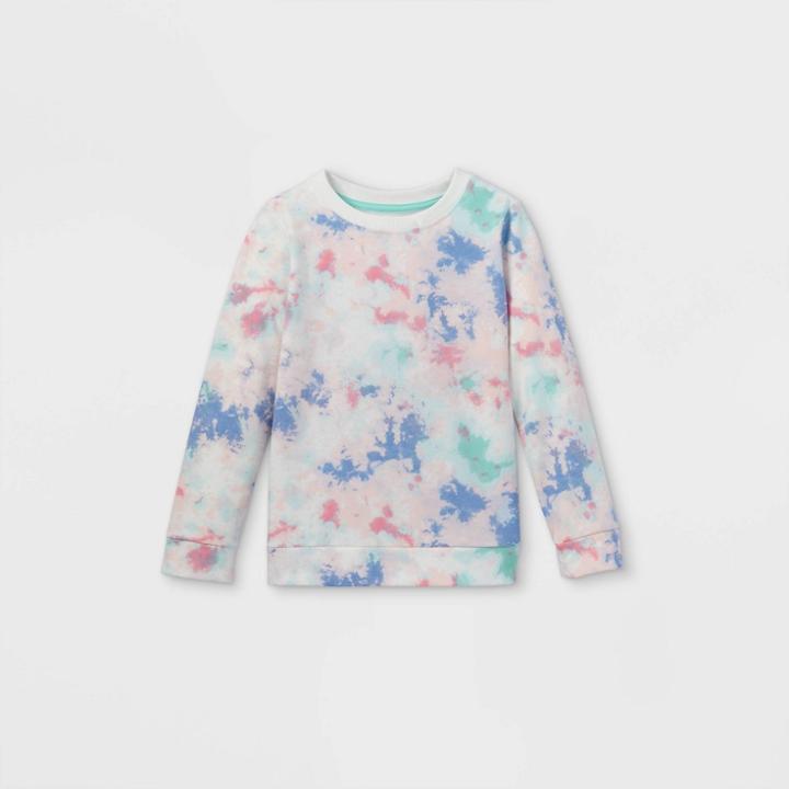 Girls' Tie-dye Pullover Sweatshirt - Cat & Jack Blue