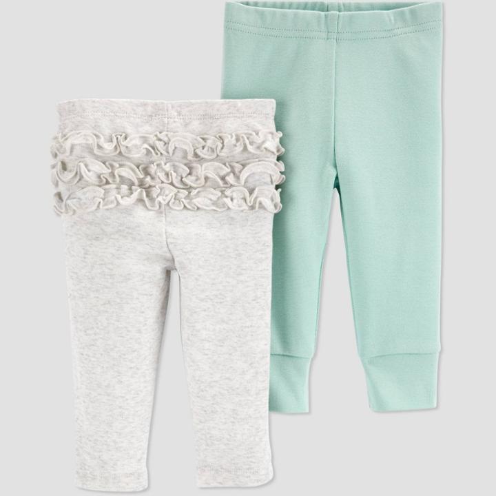 Baby Girls' 2pk Chicken Ruffle Pull-on Pants - Just One You Made By Carter's Gray Newborn