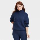 Women's Mock Turtleneck Tunic Leisure Pullover Sweater - Universal Thread Navy