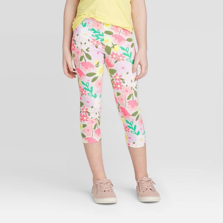 Girls' Floral Capri Leggings - Cat & Jack M, Girl's, Size: Medium,