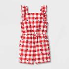 Toddler Girls' Gingham Star Romper - Cat & Jack Red