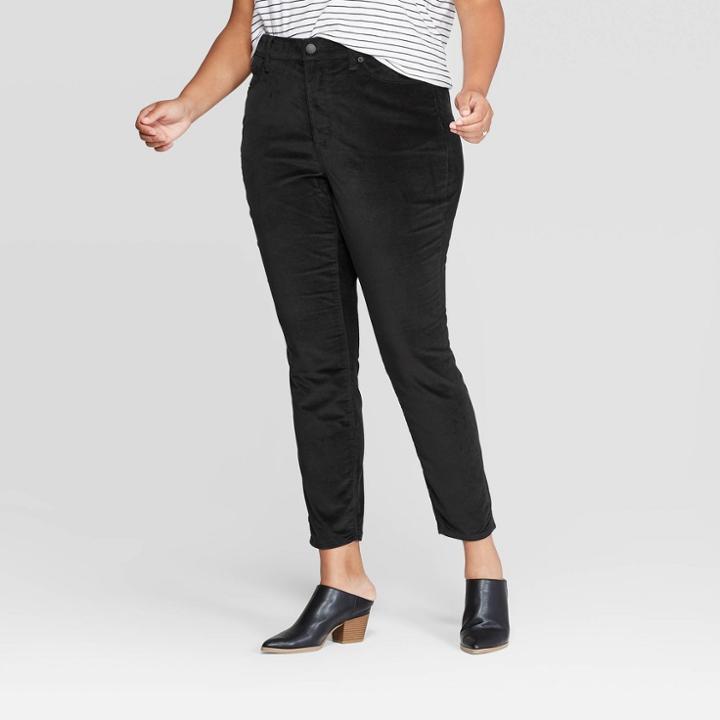 Women's Plus Size High-rise Velvet Skinny Jeans - Universal Thread Black