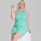 Women's Plus Size Sleeveless Knit Bodycon Polo Dress - Wild Fable Green