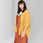 Women's Plus Size Oversized Long Sleeve Chenille Cardigan - Wild Fable Gold 1x, Size: