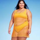 Women's Tassel Trim Crochet Cover Up Dress - Wild Fable Orange