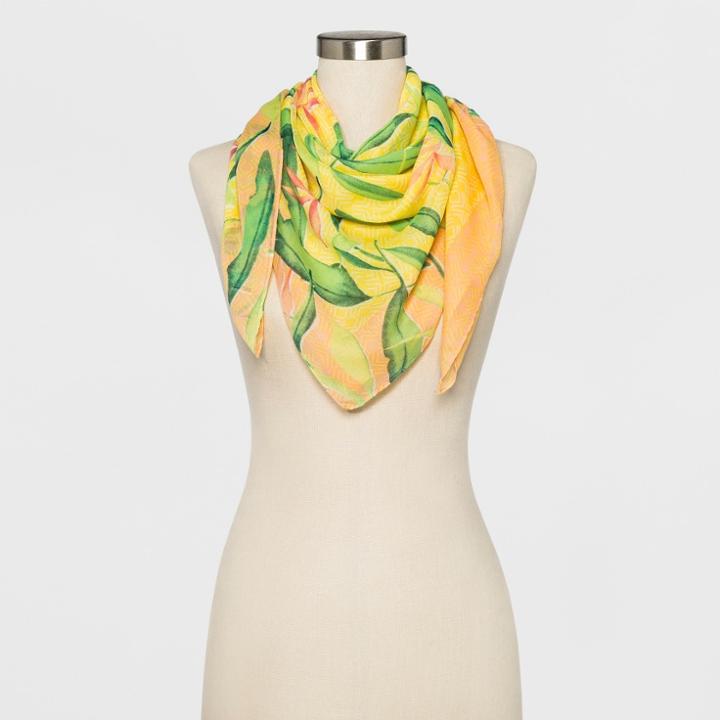 Women's Large Square With Floral Print - A New Day Yellow