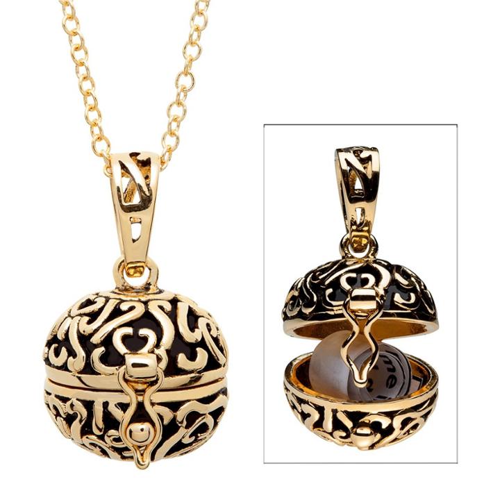 Target Women's Gold Plated Prayer Keeper Antiqued Ball Pendant - Gold