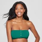 Women's Snap Front Ribbed Bandeau Bikini Top - Xhilaration Jungle Green D/dd Cup