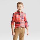 Boys' Long Sleeve Button-down Shirt - Cat & Jack Red Plaid