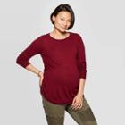 Maternity Long Sleeve Essential Side Shirred Pullover - Isabel Maternity By Ingrid & Isabel Burgundy