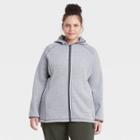 Women's Plus Size Fleece Sweater Jacket - All In Motion Charcoal Gray