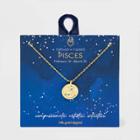 Beloved + Inspired 14k Gold Dipped 'pisces' Disc With Stones Pendant Necklace - Gold