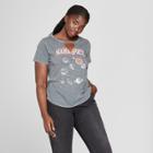 Women's Plus Size Nama Space Short Sleeve Neck Cut-out Graphic T-shirt - Modern Lux (juniors') Gray