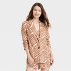 Women's Relaxed Fit Spring Blazer - A New Day Brown Zebra