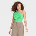 Women's Striped One Shoulder Tank Top - Who What Wear Green