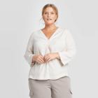 Women's Plus Size Long Sleeve V-neck Blouse - Prologue Off White 1x, Women's, Size: