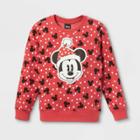 Disney Boys' Mickey Mouse Pullover Sweatshirt - Red