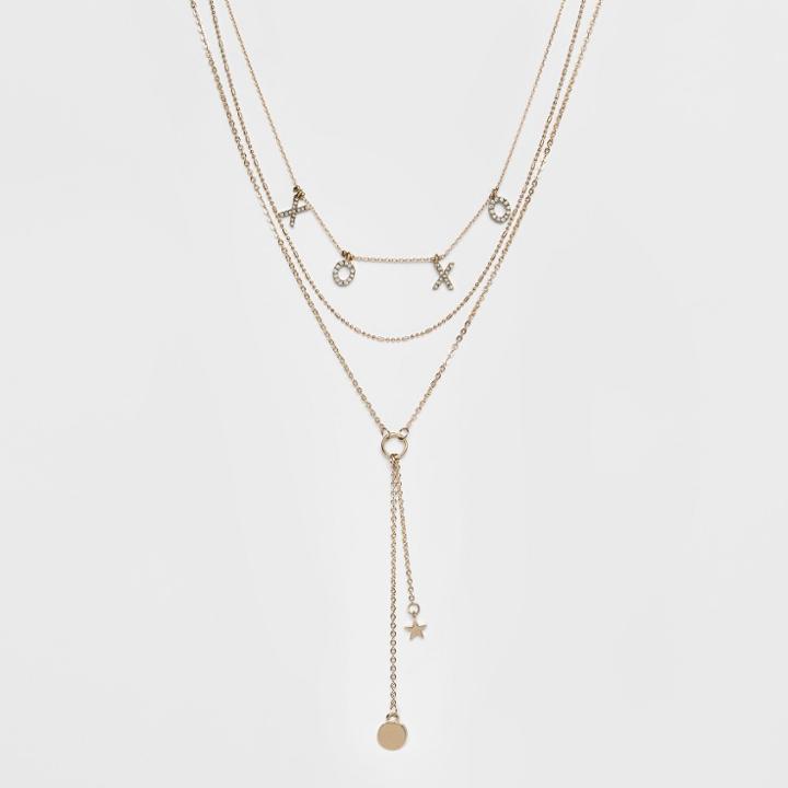 Star And Disc On Ends And Mixed Chains Layered Necklace - Wild Fable,