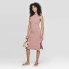 Women's Sleeveless Crewneck Knit Midi Dress - A New Day Snowbloom Rose (pink)