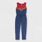 Girls' Captain Marvel Cosplay Jumpsuit - Red/blue