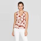 Women's Floral Print Regular Fit Deep V-neck Sleeveless Tank - A New Day Brown