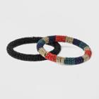 Seed Bead Bangle With Color Block Detail Bracelet Set 2ct - A New Day,
