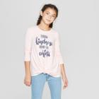 Girls' Twist Front Long Sleeve T-shirt - Art Class Light Brown