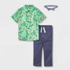 Toddler Boys' 2pc Short Sleeve Woven Shirt And Pants With Bowtie Set - Cat & Jack Green Floral