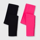 Girls' Adaptive 2pk Leggings - Cat & Jack Black/pink S, Size: