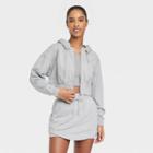 Women's Full Zip French Terry Cropped Hooded Sweatshirt - Joylab Heathered Gray