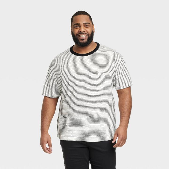 Men's Big & Tall Short Sleeve Hemp Cotton T-shirt - Goodfellow & Co Black/striped