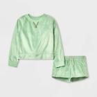 Girls' 2pc Long Sleeve Pajama Set - Art Class Green