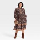 Women's Plus Size Long Sleeve Embroidered Dress - Knox Rose Black Floral