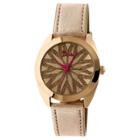 Women's Boum Etoile Glitter-inlaid Dial Leather Strap Watch- Gold