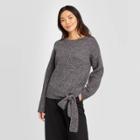 Women's Crewneck Tie-hem Pullover Sweater - A New Day Gray