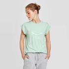 Petiteumbro Women's Short Sleeve Roll Cuff T-shirt - Slit Green M,
