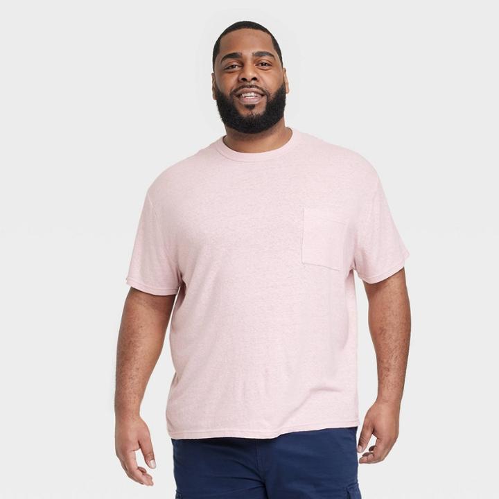 Men's Big & Tall Short Sleeve Hemp Cotton T-shirt - Goodfellow & Co Pink