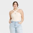 Women's Plus Size Slim Fit Tank Top - Ava & Viv Cream