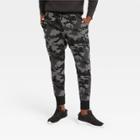 Men's Camo Print Cotton Tapered Fleece Cargo Joggers - All In Motion Black/silver