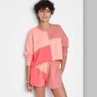 Women's Raw Hem Cropped Sweatshirt - Wild Fable Pink Colorblock