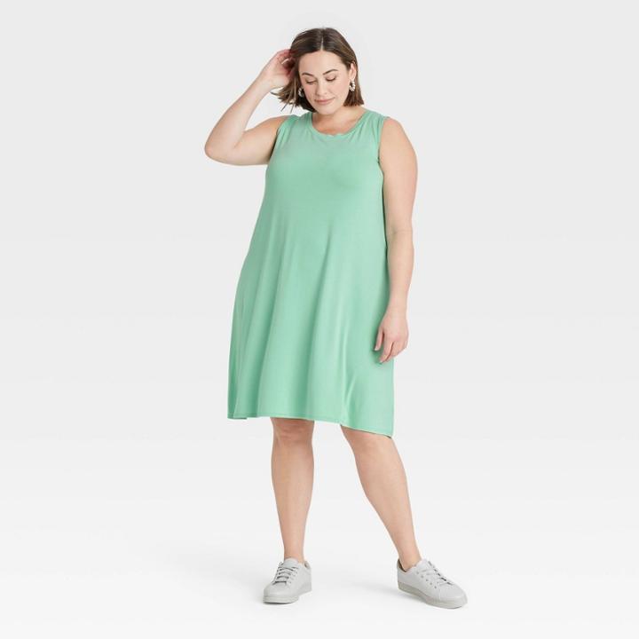 Women's Plus Size Sleeveless Knit Swing Dress - Ava & Viv