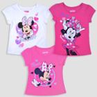 Toddler Girls' 3pk Disney Mickey Mouse & Friends Minnie Mouse Short Sleeve T-shirt - Pink/white 3t,