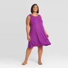 Women's Plus Size Sleeveless Swing Dress - Ava & Viv Purple X