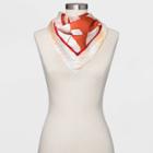 Women's Floral Print Silk Square Scarf With Gift Box - A New Day Orange, Women's,