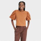 Women's Puff Short Sleeve T-shirt - A New Day Brown