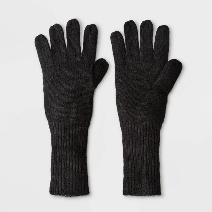Women's Cashmere Mittens - A New Day Black One Size, Women's